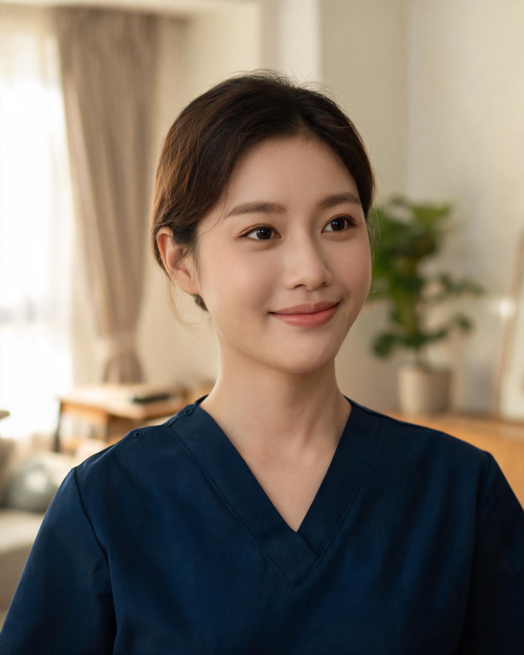 A KTM Care registered nurse smiling in a bright, sunlit home